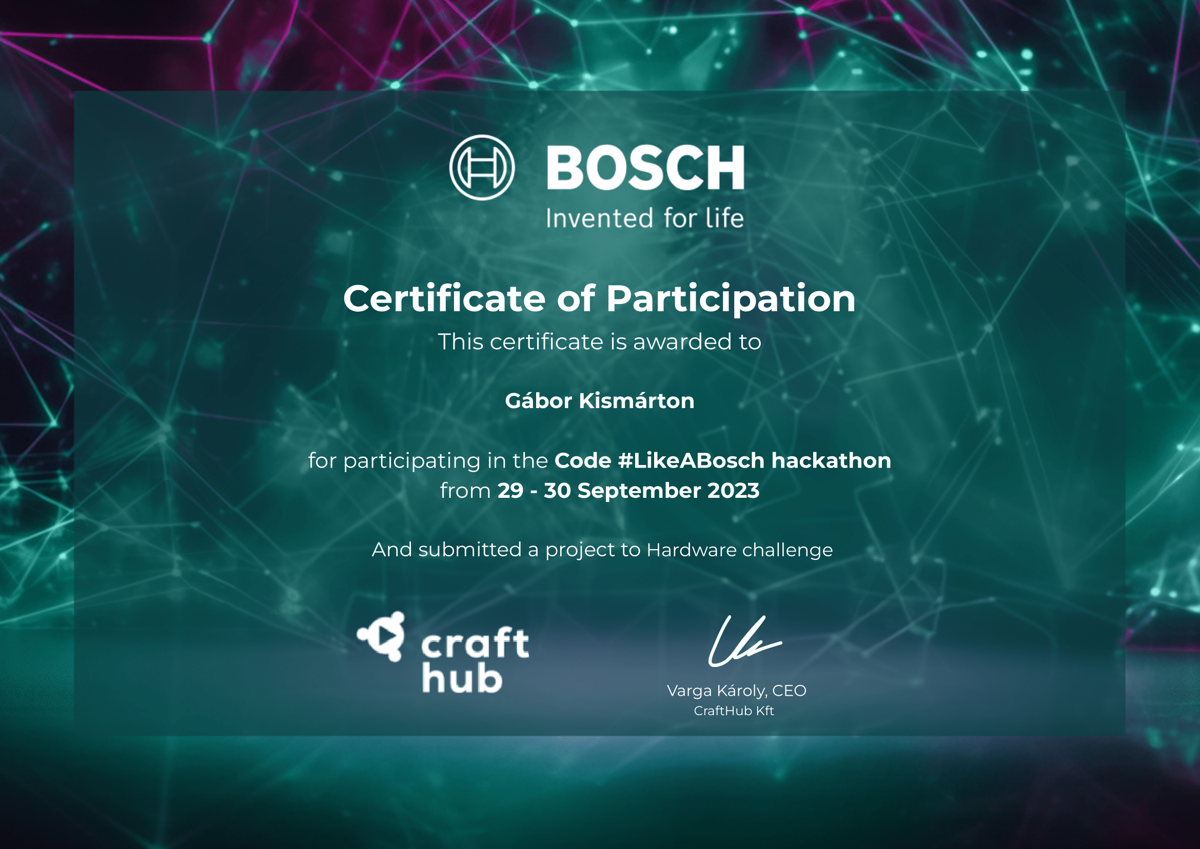 Hackathon: Code #LikeABosch 2023 - Portfolio Page